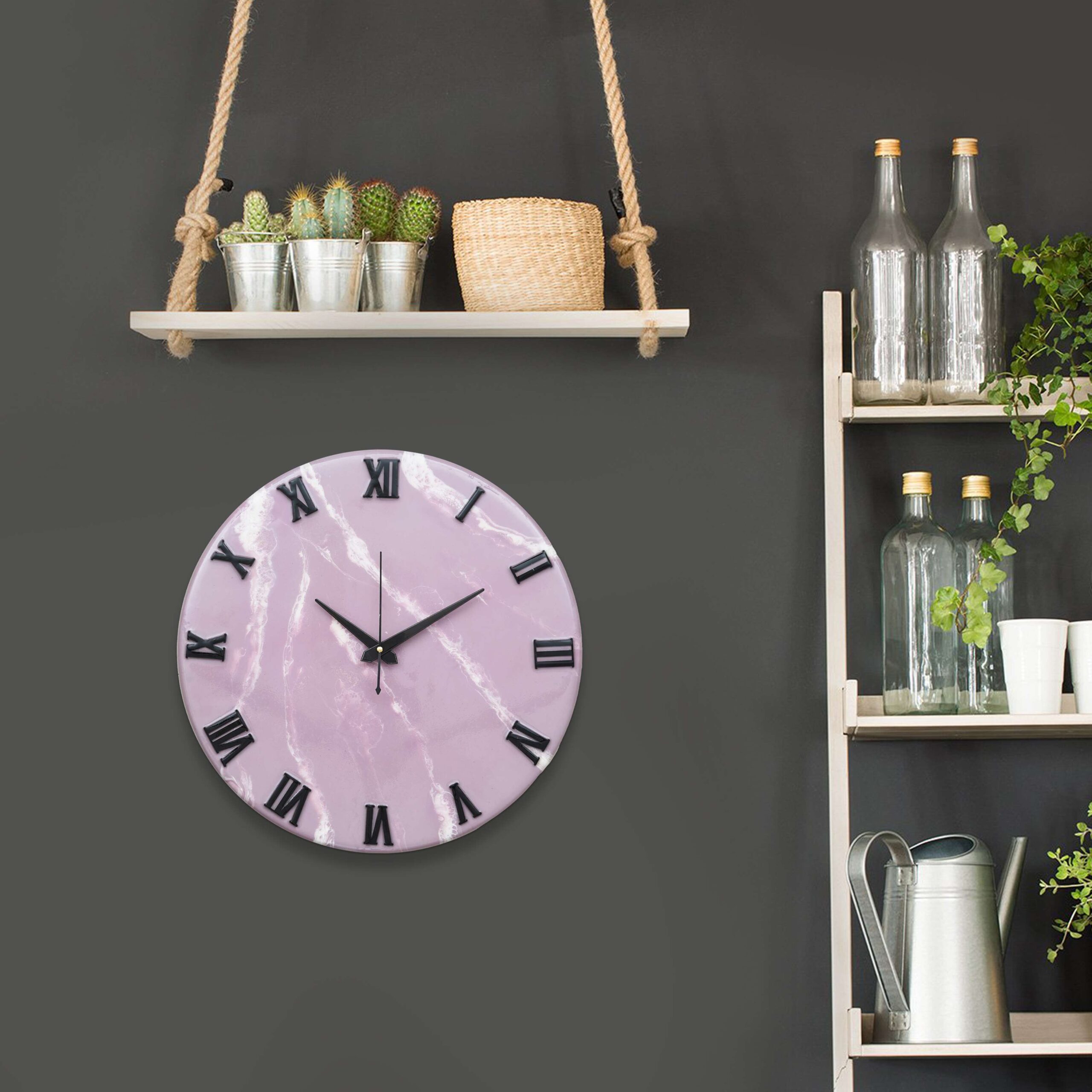 Exquisite Wooden Handmade Wall Clock Pink With White Printed Acrylic Wall Clock for Home & Office Decorative Big Size Clock (16 Inch) - Image 4