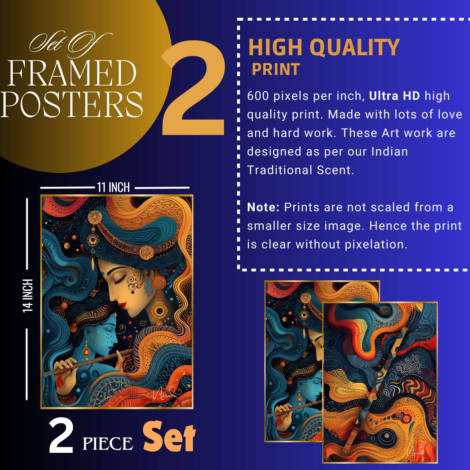 Set of Two Wall Paintings for Wall Dacoration Golden Framed Wall Paintings for Living Room & Bedroom Wall Art for Home Decoration & Office Wall Décor (14x11 inch CH-GD2-6) - Image 3