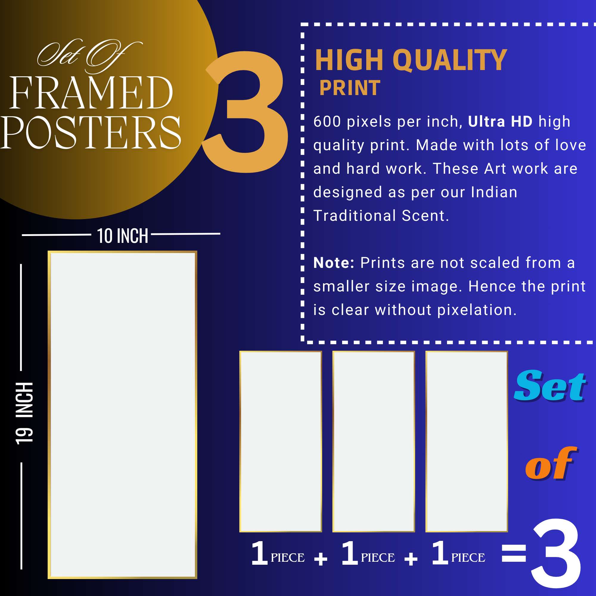 Set of Two Wall Paintings for Wall Dacoration Golden Framed Wall Paintings for Living Room & Bedroom Wall Art for Home Decoration & Office Wall Décor (14x11 inch CH-GD2-22) - Image 3