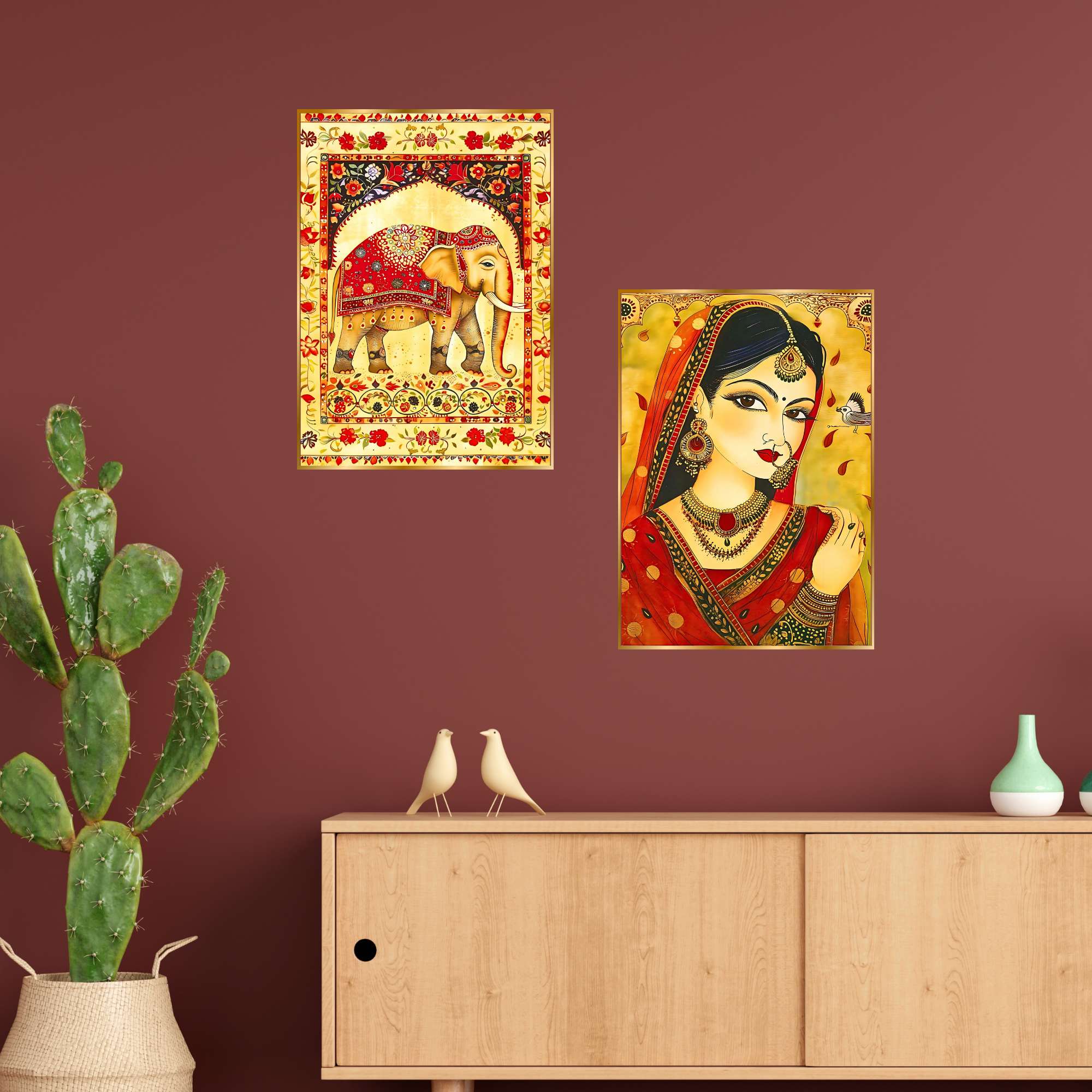 Set of Two Wall Paintings for Wall Dacoration Golden Framed Wall Paintings for Living Room & Bedroom Wall Art for Home Decoration & Office Wall Décor (14x11 inch CH-GD2-11) - Image 2